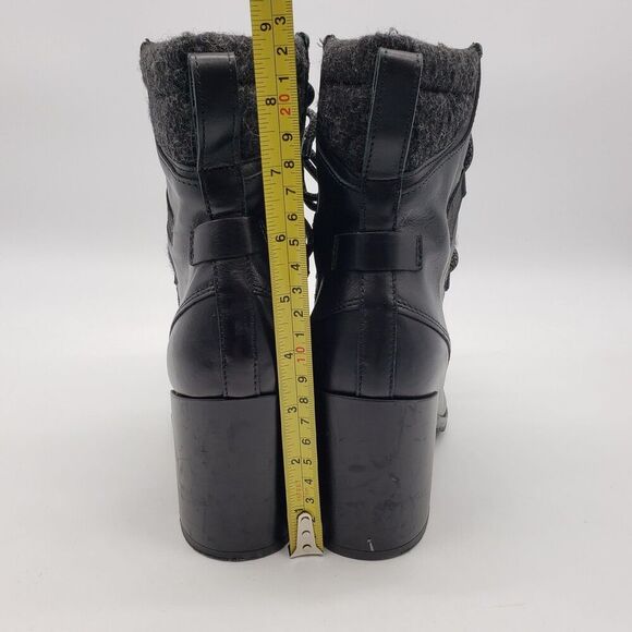 Napoleoni Boots Women EU 39 Black Lace Up Wool Leather Block Heel Made In Italy - Picture 8 of 13